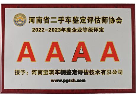企业等级评定证书